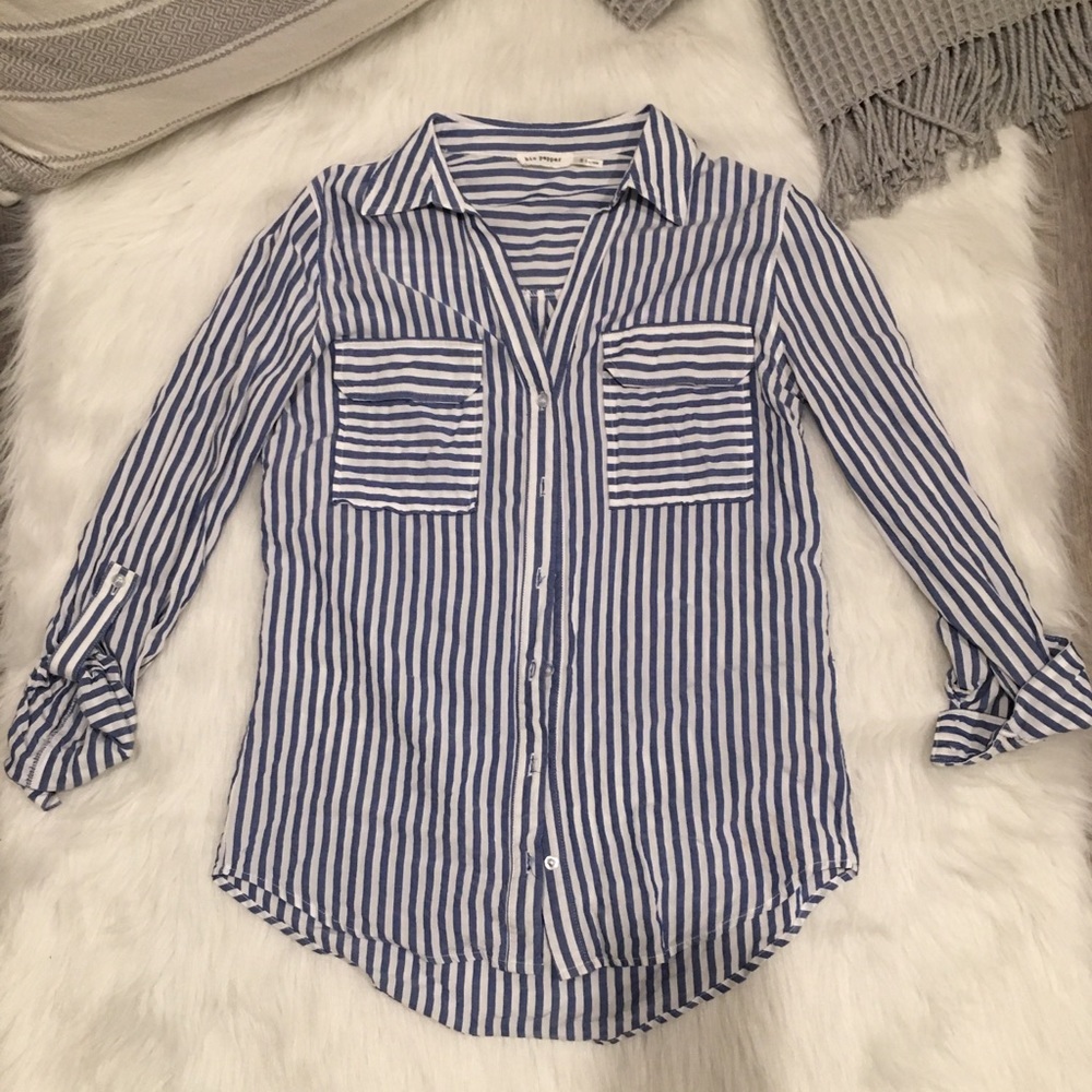 Blu Pepper Blue & White Stripped Button Down Shirt